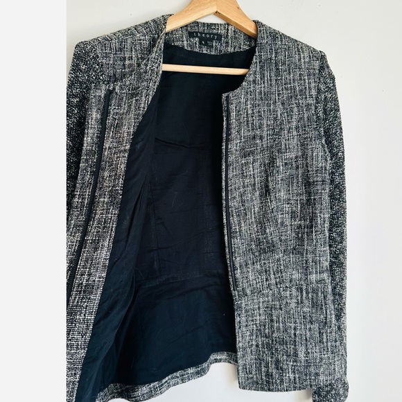 Theory • Alimo Aglow Tweed Blazer Textured Zip Mixed Media Jacket Blazer - Picture 5 of 7